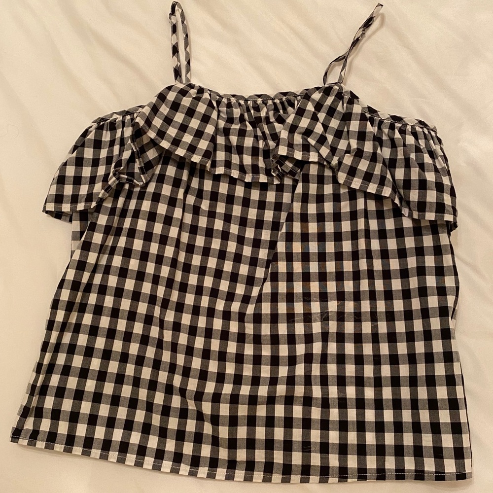 A new day black and white gingham tank